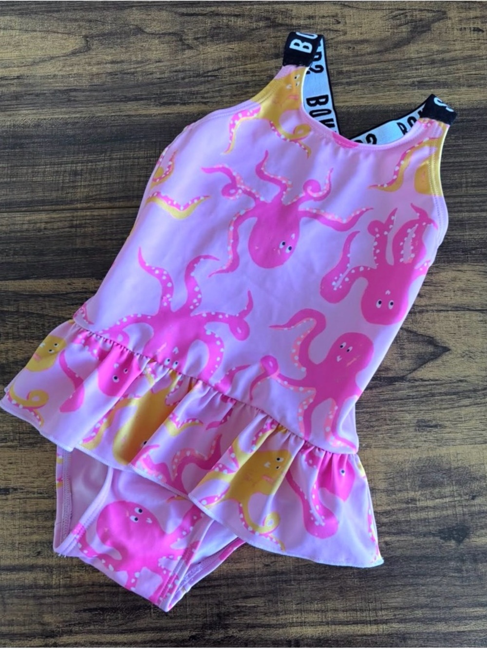 Bonds Pink & Yellow Octopus Ruffle One-Piece Swimsuit
